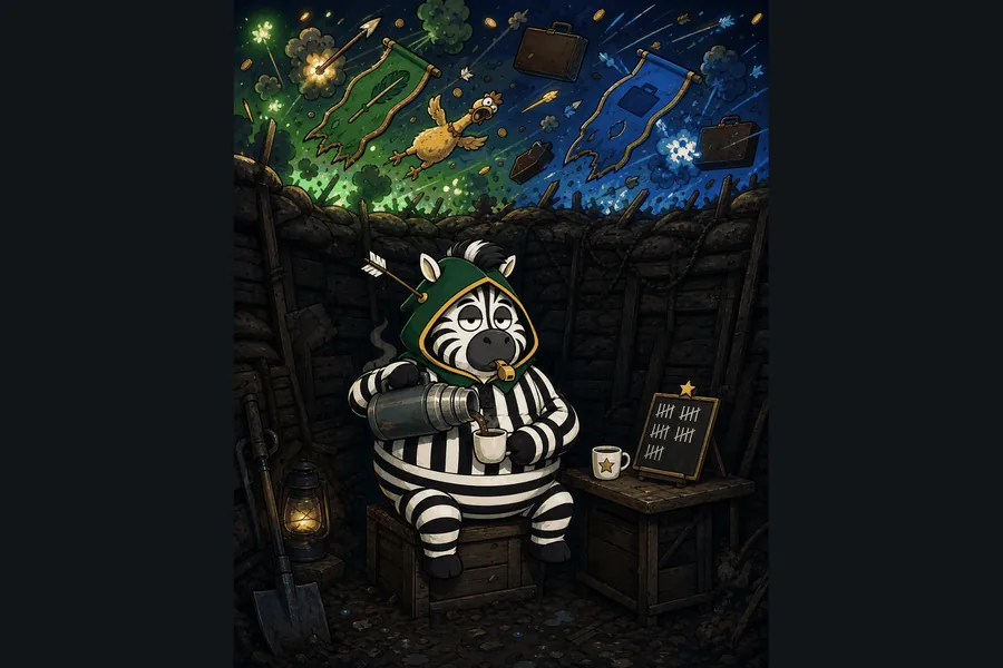 the ref in his trench